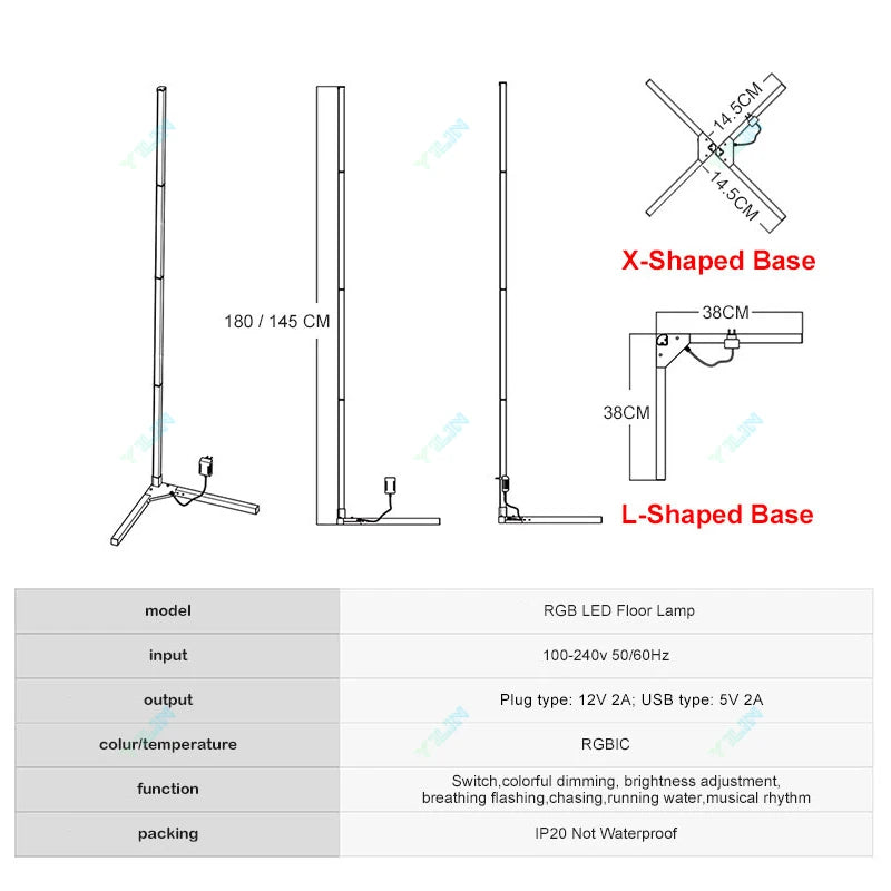Smart RGBIC Floor Lamp 145/180cm