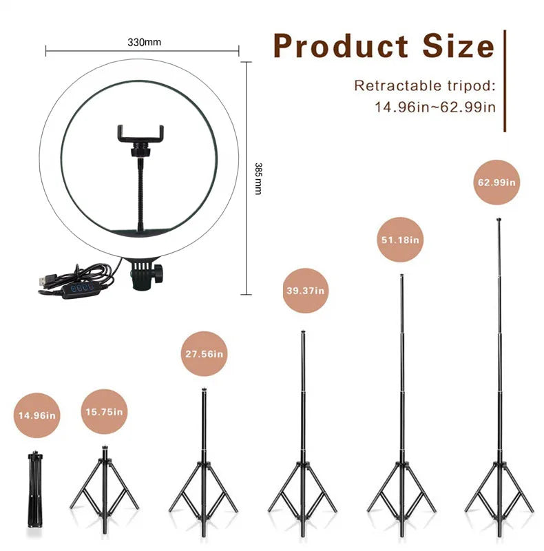 Video Lights Dimmable Light Selfie LED Ring Light