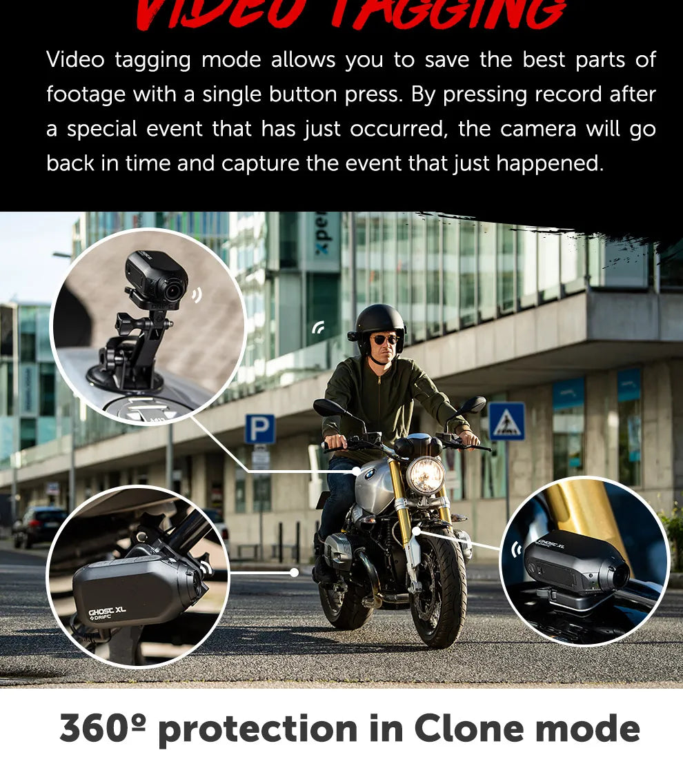 Drift Innovation Ghost XL Action Camera 1080 Full HD Video Camera with Rotating Lens and Dash Cam Mode IPX7 Waterproof Camera