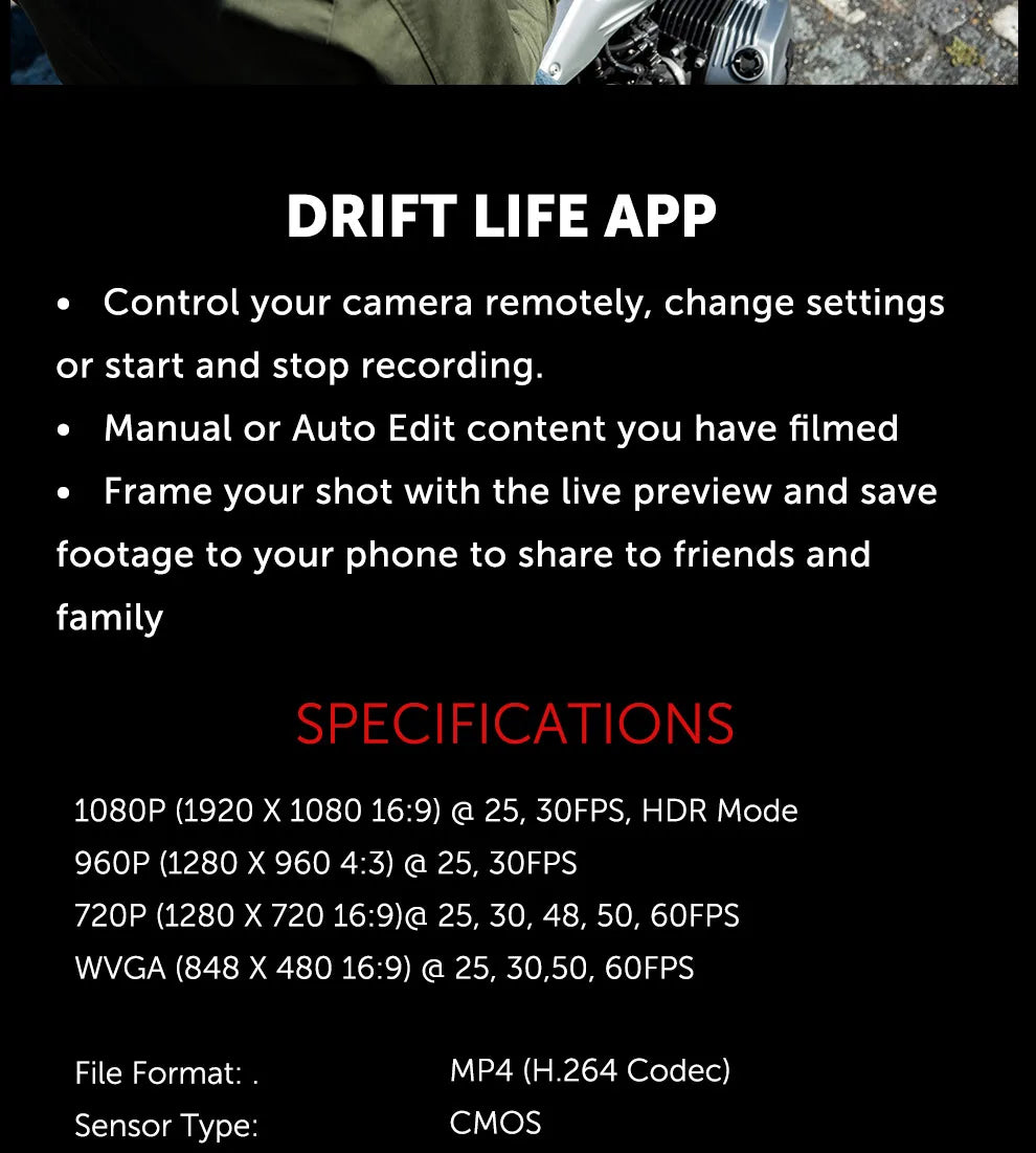 Drift Innovation Ghost XL Action Camera 1080 Full HD Video Camera with Rotating Lens and Dash Cam Mode IPX7 Waterproof Camera
