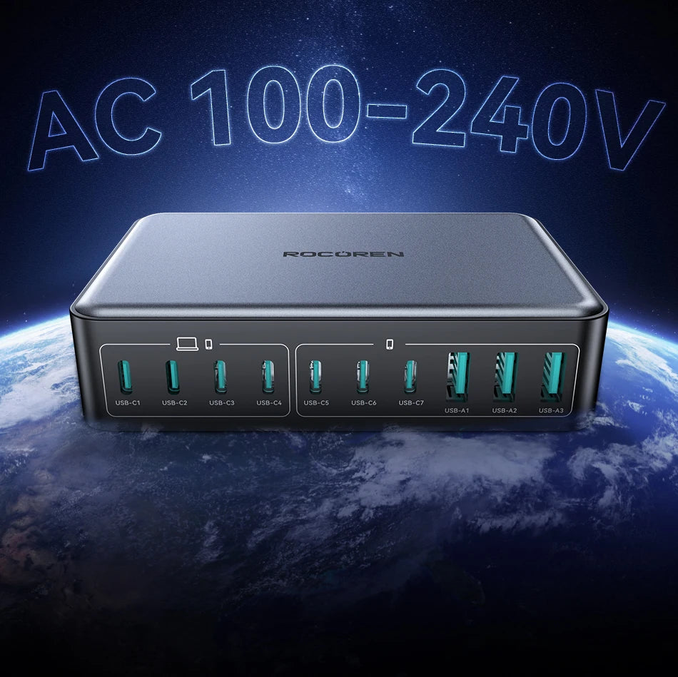 Rocoren 400W 10-in-1 GaN Desktop Charger
