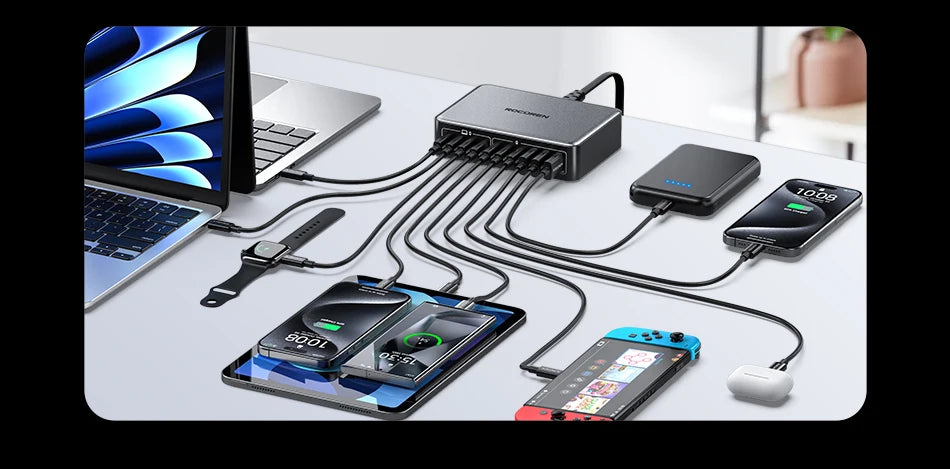 Rocoren 400W 10-in-1 GaN Desktop Charger