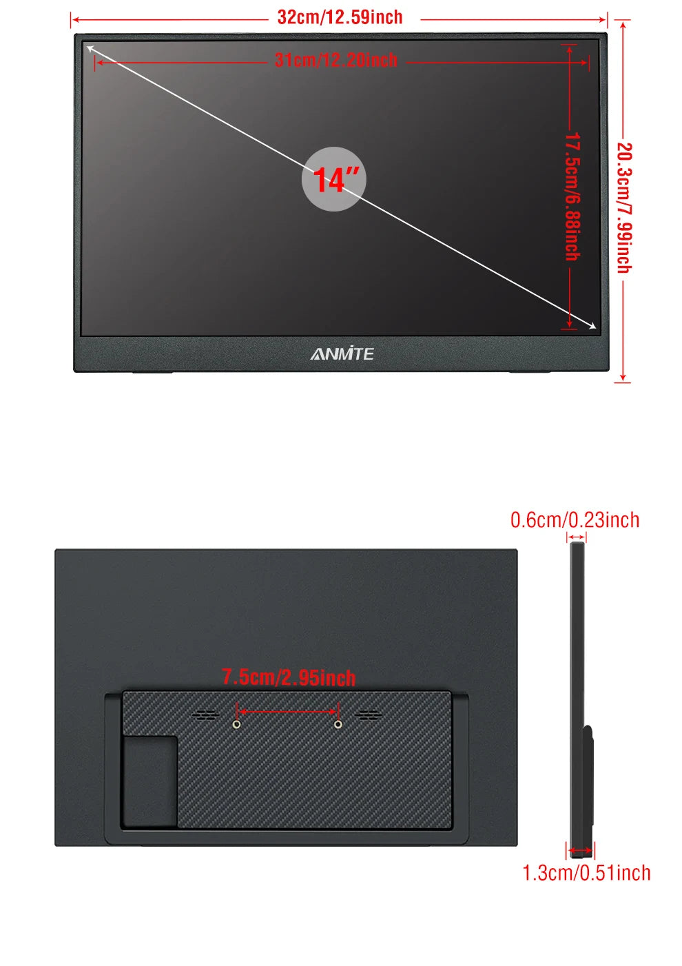 14" Portable Touch Monitor 400cd/m²