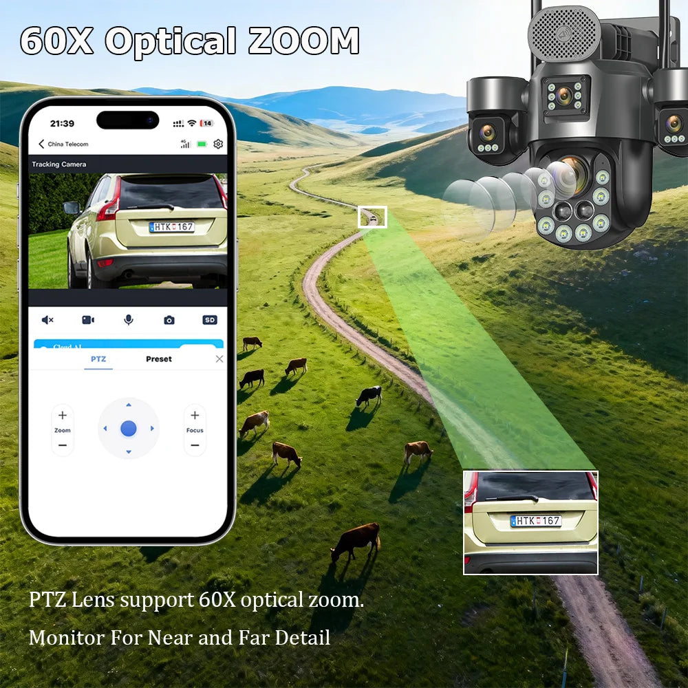 60X Zoom Solar 4G CCTV Camera System