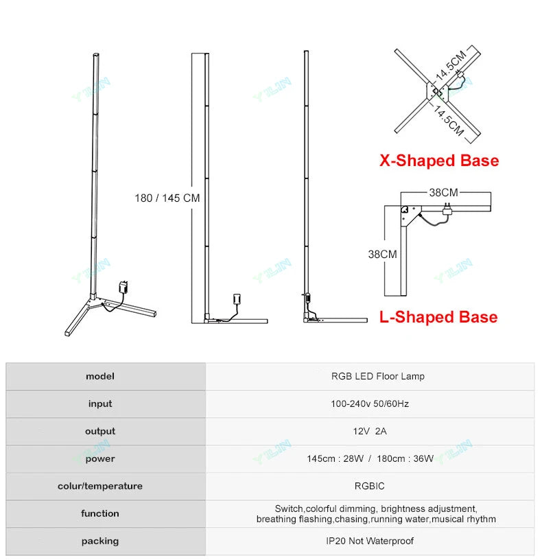 Smart RGBIC Floor Lamp 145/180cm