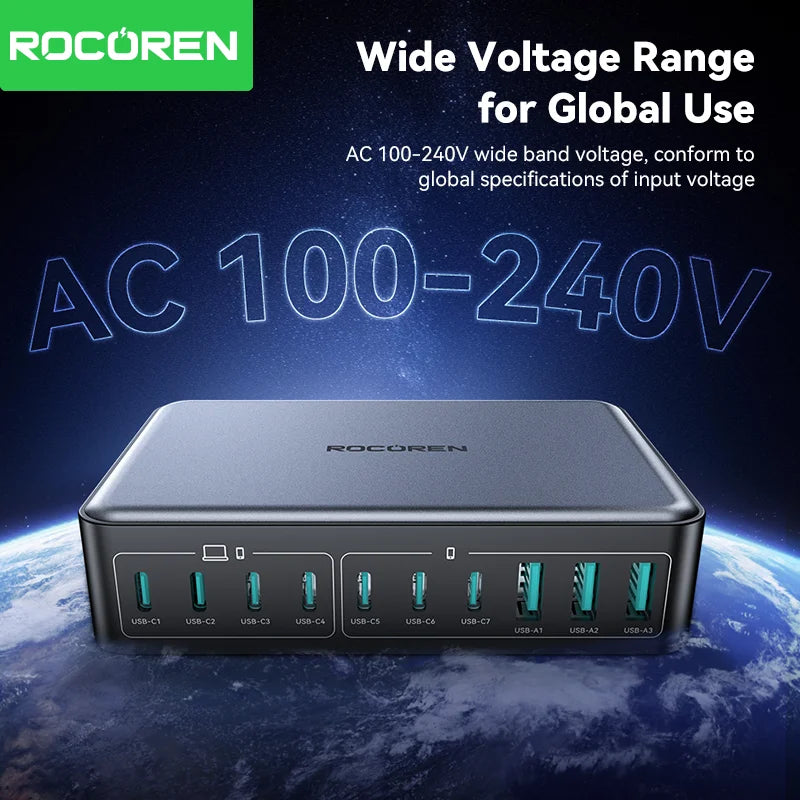 Rocoren 400W 10-in-1 GaN Desktop Charger