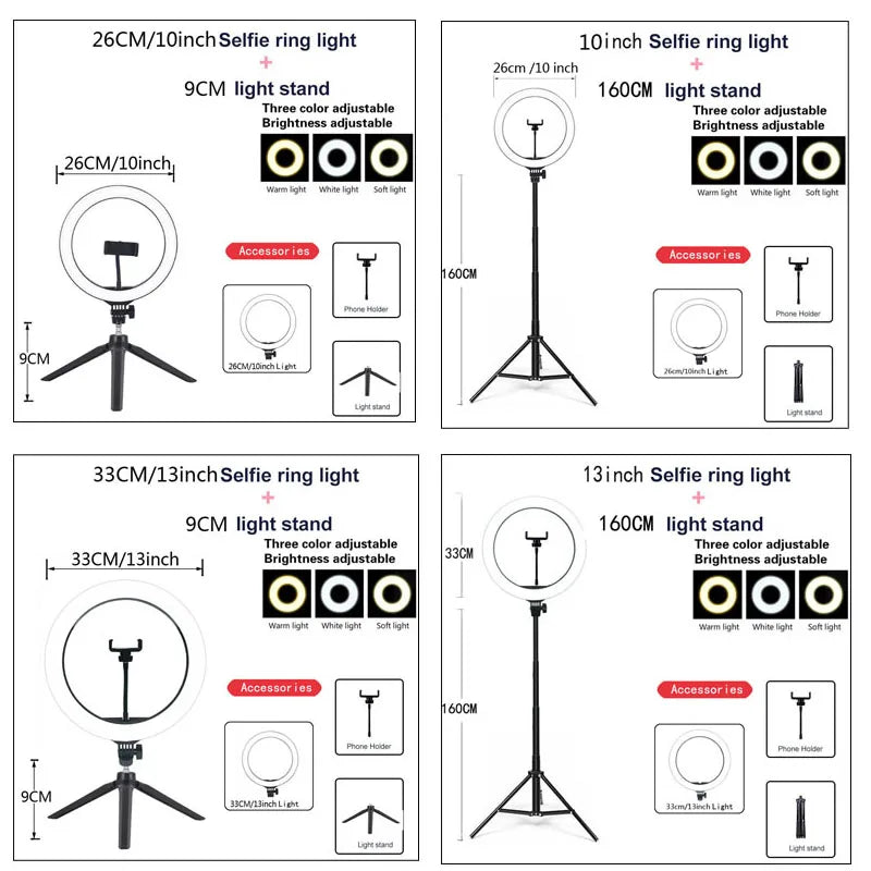 Video Lights Dimmable Light Selfie LED Ring Light