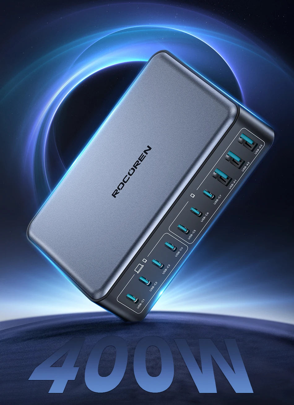 Rocoren 400W 10-in-1 GaN Desktop Charger