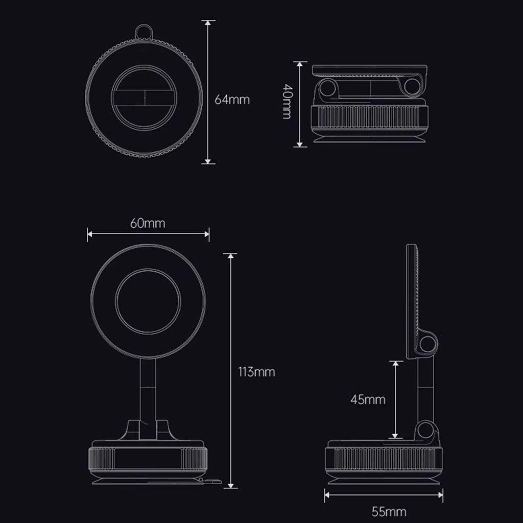 Car Phone Mount Vacuum Magnetic Car Phone Holder 360°