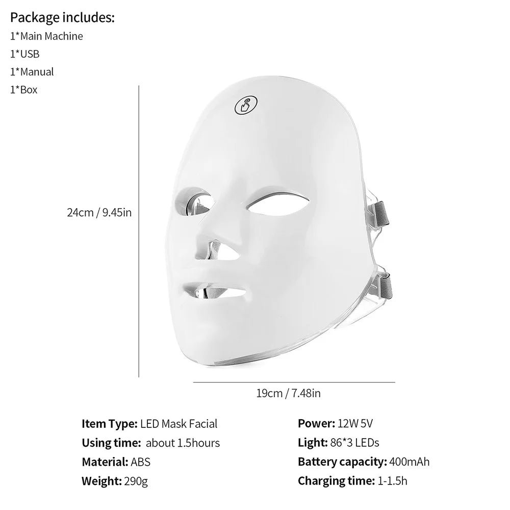 Rechargeable Facial LED Mask 7 Colors