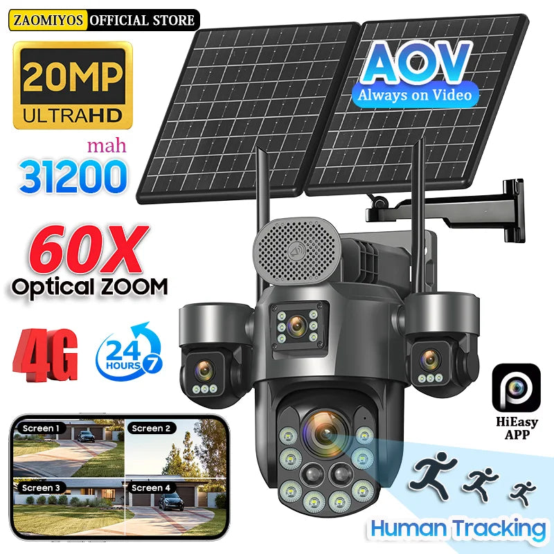 60X Zoom Solar 4G CCTV Camera System